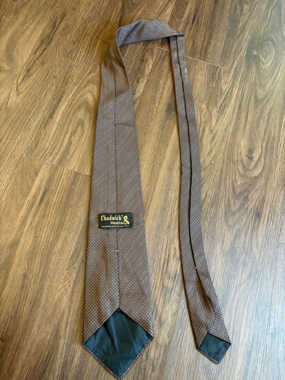 Wembley Brown Microdot Silk Tie - Picture 3 of 3